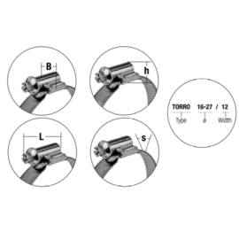 Schlauchschelle / Schneckenantriebsklammer (W2), Breite 9 mm, 70-90 mm, DIN 3017 (5 Stk.)
